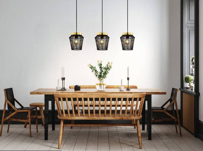 Eglo Escandidos langbordspendel sort/guld L92 x H110 cm